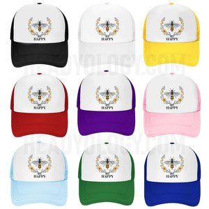 Be Happy Hats Bee Happy Baseball Hats With Bee Inside Flower Enjoying Nectar